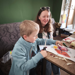 Mother and Child Drawing Together